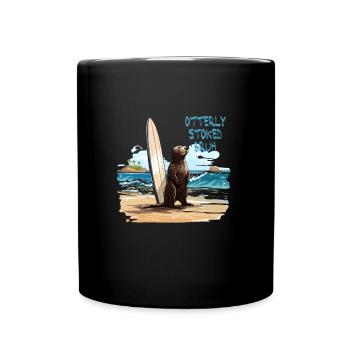 841 Surfing Otter Otterly Stoked Otter 841 - Tasse einfarbig - Schwarz - Vorne
