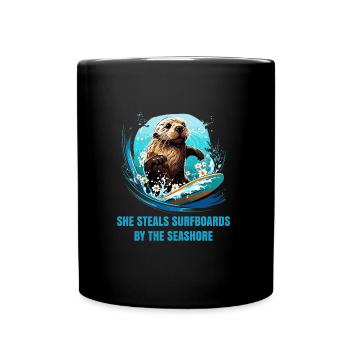 Otter 841 Surfing Santa Cruz Otter 841 - Full Colour Mug - black - Front