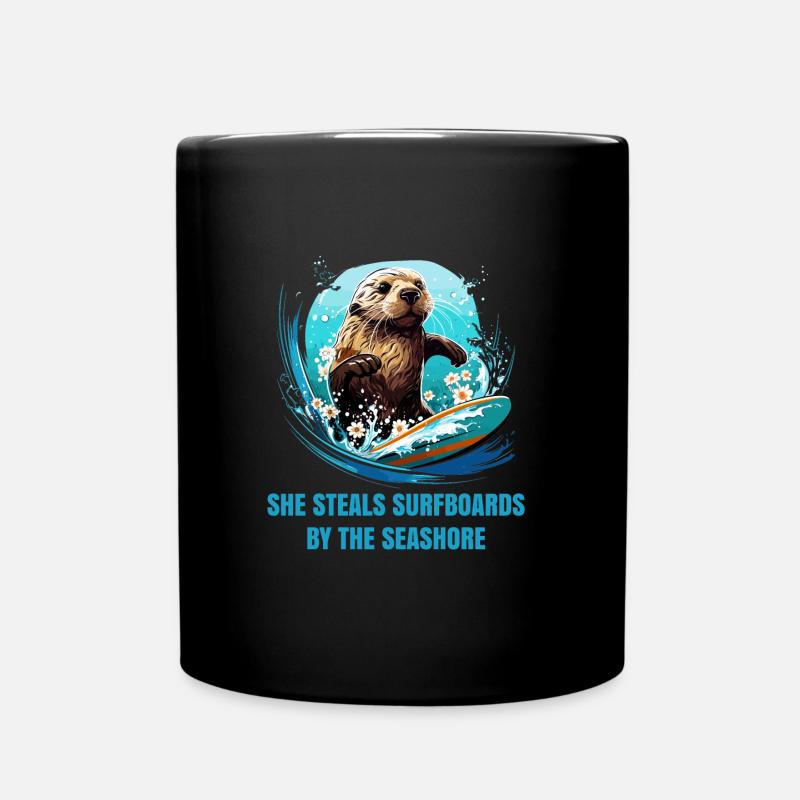 Otter 841 Surfing Santa Cruz Otter 841 - Full Colour Mug - black