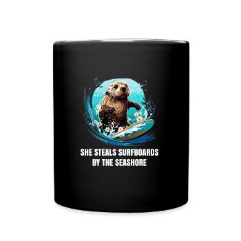 Otter 841 Surfing Santa Cruz Otter 841 - Full Colour Mug - black - Front