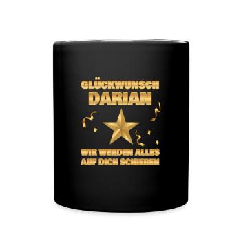 Abschiedsgeschenk Darian - Tasse einfarbig - Schwarz - Vorne