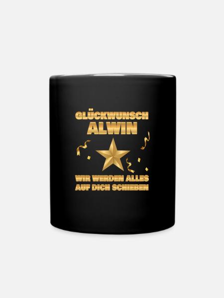 Geschenk für Alwin - Tasse einfarbig - Schwarz