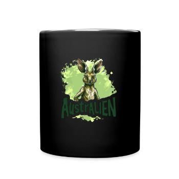 ausAustralia Roo Aussie Funny Australien Kangaroo - Full Colour Mug - black - Front