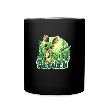 ausAustralia Roo Aussie Funny Australien Kangaroo - Full Colour Mug - black - Front