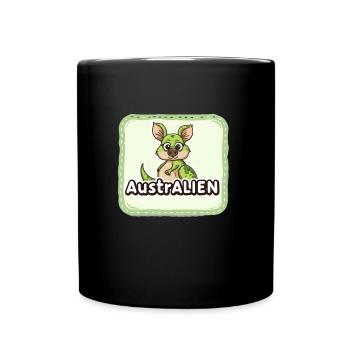 ausAustralia Roo Aussie Funny Australien Kangaroo - Full Colour Mug - black - Front