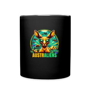 ausAustralia Roo Aussie Funny Australien Kangaroo - Full Colour Mug - black - Front