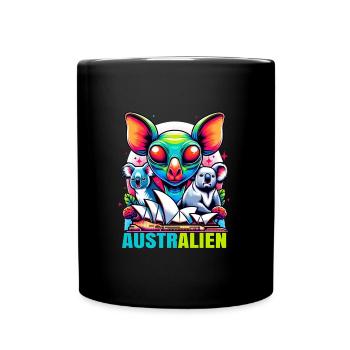 ausAustralia Roo Aussie Funny Australien Kangaroo - Full Colour Mug - black - Front