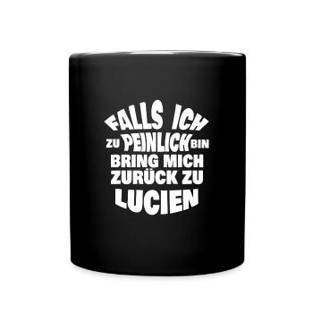 Lucien als Jungesellenabschied - Tasse einfarbig - Schwarz - Vorne