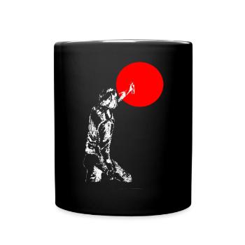 Rote Kreis Silhouette Shirt - Tasse einfarbig - Schwarz - Vorne