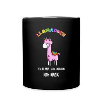 Magic Llamacorn Lama Einhorn Comic - Tasse einfarbig - Schwarz - Vorne