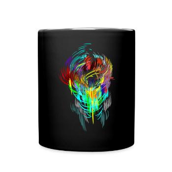 Neon - Maske Sci-Fi psychedellic Techno Gamer Head - Tasse einfarbig - Schwarz - Vorne