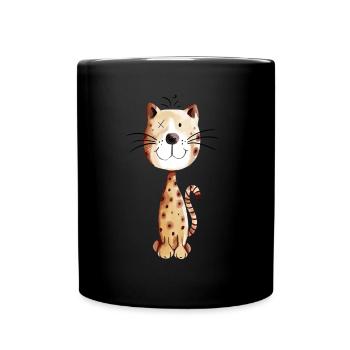 Kleine Katze - Katzen Comic - Tasse einfarbig - Schwarz - Vorne