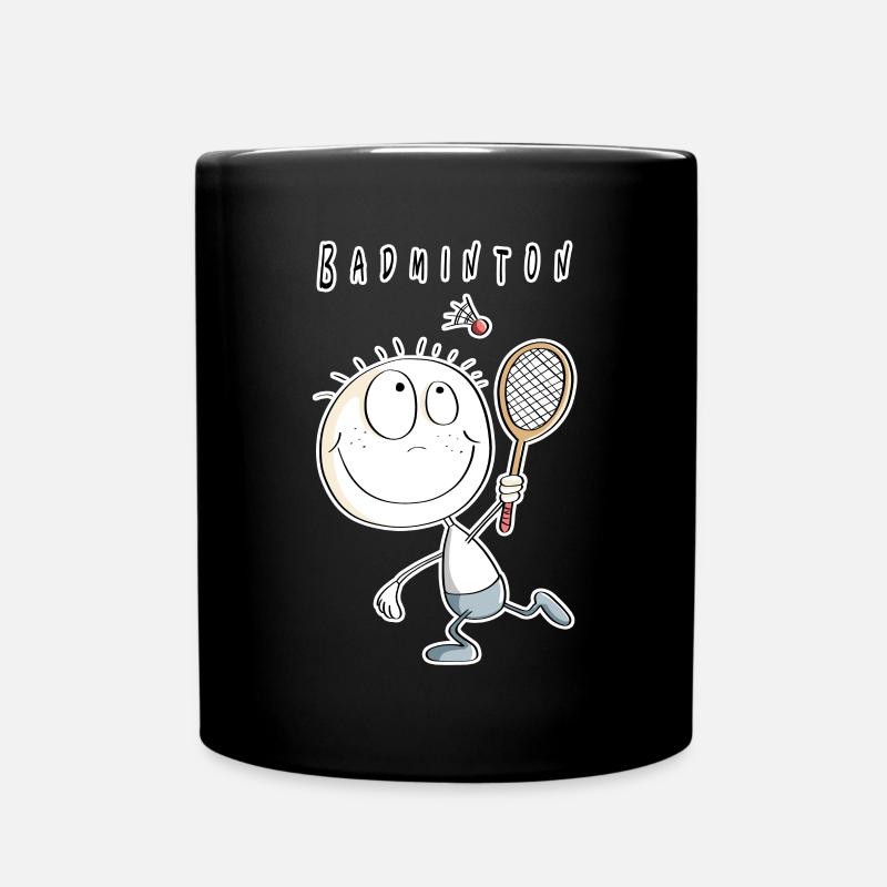 Cooles Badminton Spieler Männchen - Tasse einfarbig - Schwarz