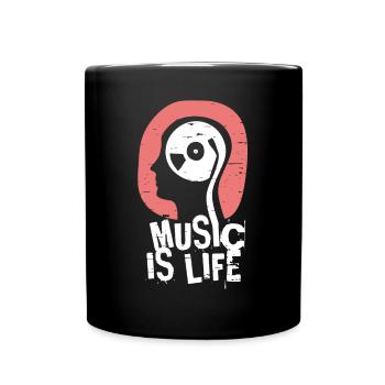 Musik ist Leben Shirt - Tasse einfarbig - Schwarz - Vorne