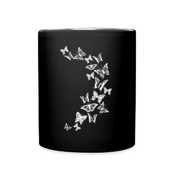 03 Papillons blancs - Mug uni - noir - Devant