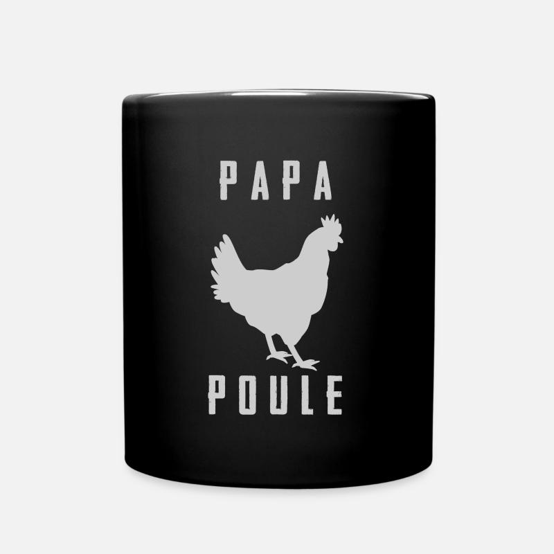 PAPA HEN Hahn Silhouette - Tasse einfarbig - Schwarz