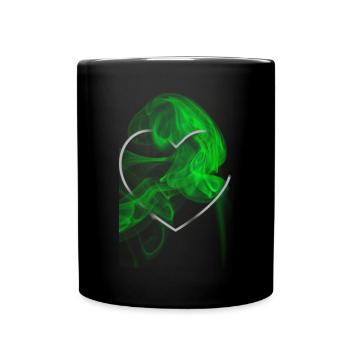 Heart with green smoke design - Full Colour Mug - black - Front
