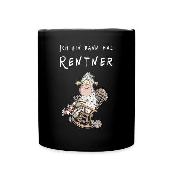 Ich Bin Dann Mal Rentner Schaf Funmotiv - Tasse einfarbig - Schwarz - Vorne