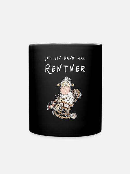 Ich Bin Dann Mal Rentner Schaf Funmotiv - Tasse einfarbig - Schwarz