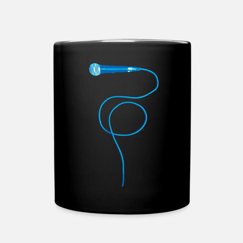 Mikrofon blau - Full Colour Mug - black