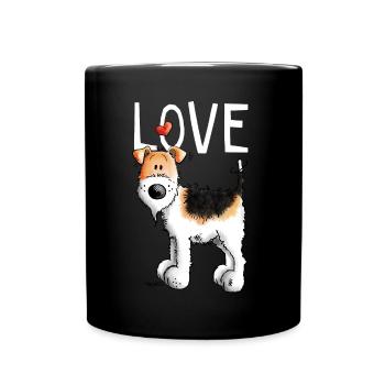 Love my Fox Terrier - Dog - Dog - Cartoon - Gift - Full Colour Mug - black - Front
