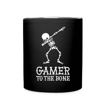 'GAMER TO THE BONE' DAB DABBING Skelett Gaming - Tasse einfarbig - Schwarz - Vorne