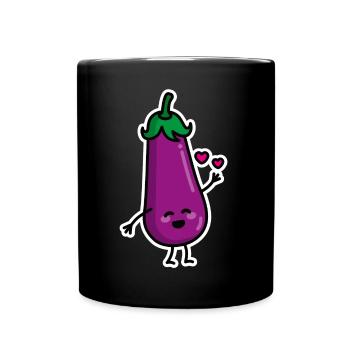 Aubergine Paare Penis SMS Sex meme Duo - Tasse einfarbig - Schwarz - Vorne