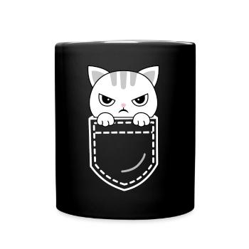 Katze Katzen - Tasse einfarbig - Schwarz - Vorne