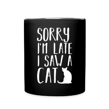 Katze Katzen - Tasse einfarbig - Schwarz - Vorne