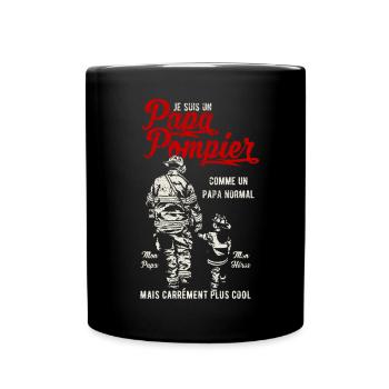 Papa Pompier - Mug uni - noir - Devant