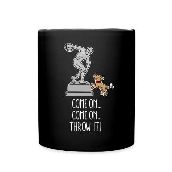 Allez le lancer drôle de chien frisbee discus lancer - Mug uni - noir - Devant