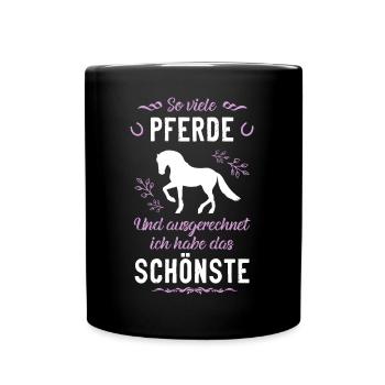 Netter Stall Spruch, Pferde Geschenk - Tasse einfarbig - Schwarz - Vorne