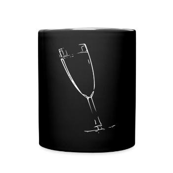 Abstract glass / line / white / pattern - Full Colour Mug - black - Front