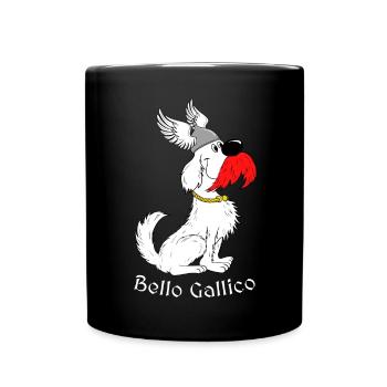 "Bello Gallico - the Gallic dog" font white - Full Colour Mug - black - Front