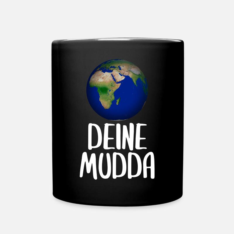 Weltkugel Schriftkunst Motiv - Tasse einfarbig - Schwarz