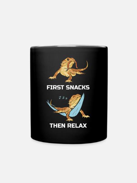 First Snacks Then Relax Bartagame - Tasse einfarbig - Schwarz