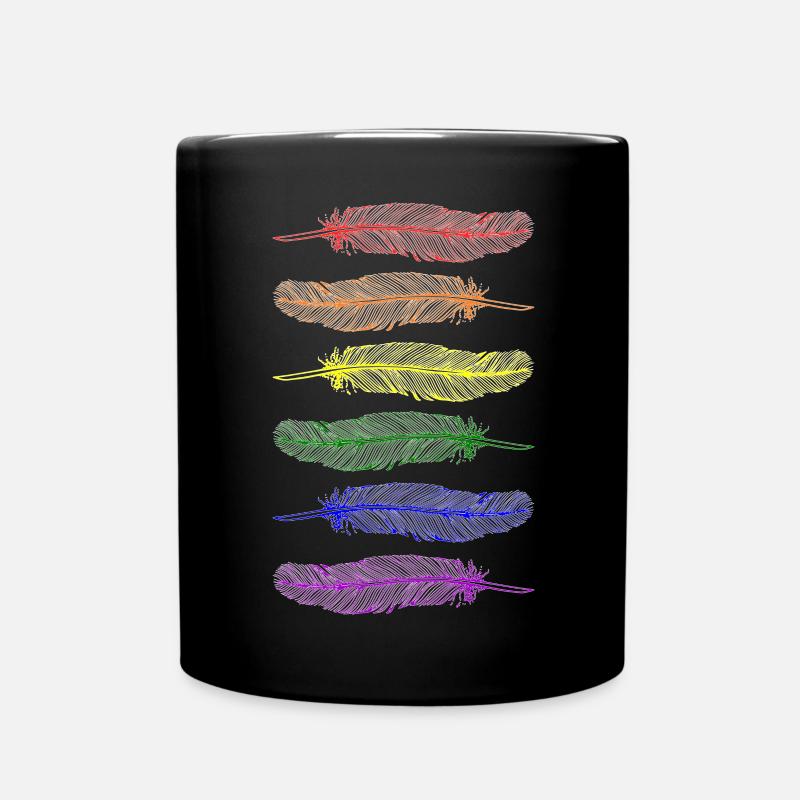 Federn Regenbogen - Tasse einfarbig - Schwarz