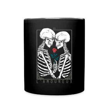 Squelette embrasse squelette Amour Romance - Mug uni - noir - Devant