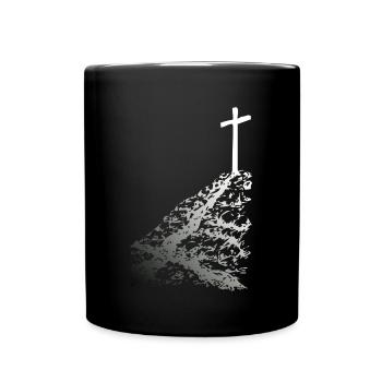 White cross with shadow - Full Colour Mug - black - Front