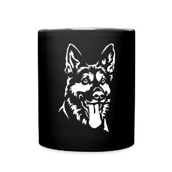 Tête de berger allemand - Mug uni - noir - Devant