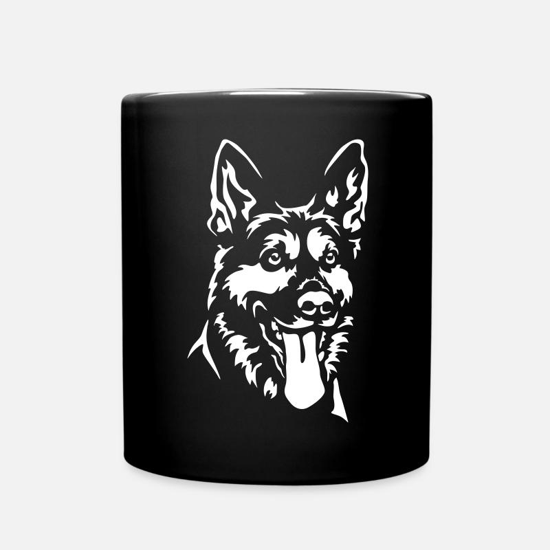 Deutscher Schäferhund Kopf - Tasse einfarbig - Schwarz