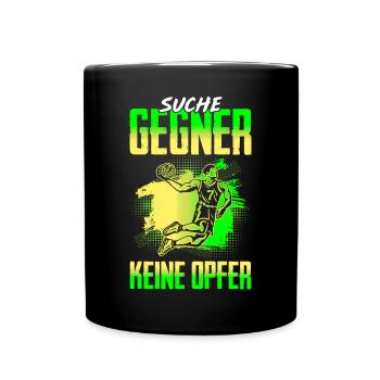 Suche Gegner Keine Opfer Basketball - Tasse einfarbig - Schwarz - Vorne