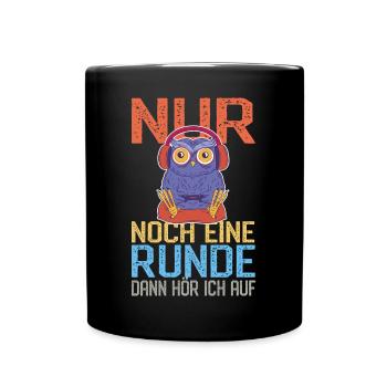 Lustige Gaming Eule - Streaming Computerspiele - Tasse einfarbig - Schwarz - Vorne