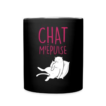 Mordu des chats Chat M'Epuise - Mug uni - noir - Devant