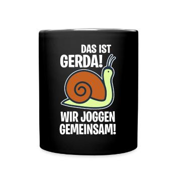 Das ist Gerda Wir joggen gemeinsam, Laufen, Rennen - Tasse einfarbig - Schwarz - Vorne