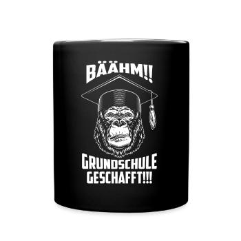 Grundschule geschafft, Schulkind, Geschenkidee - Tasse einfarbig - Schwarz - Vorne