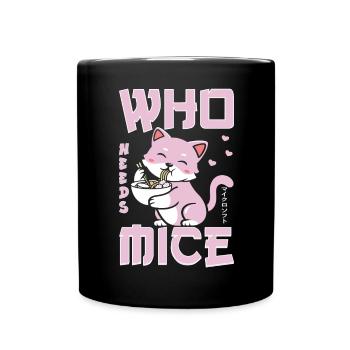cat eating ramen who needs mice - Full Colour Mug - black - Front