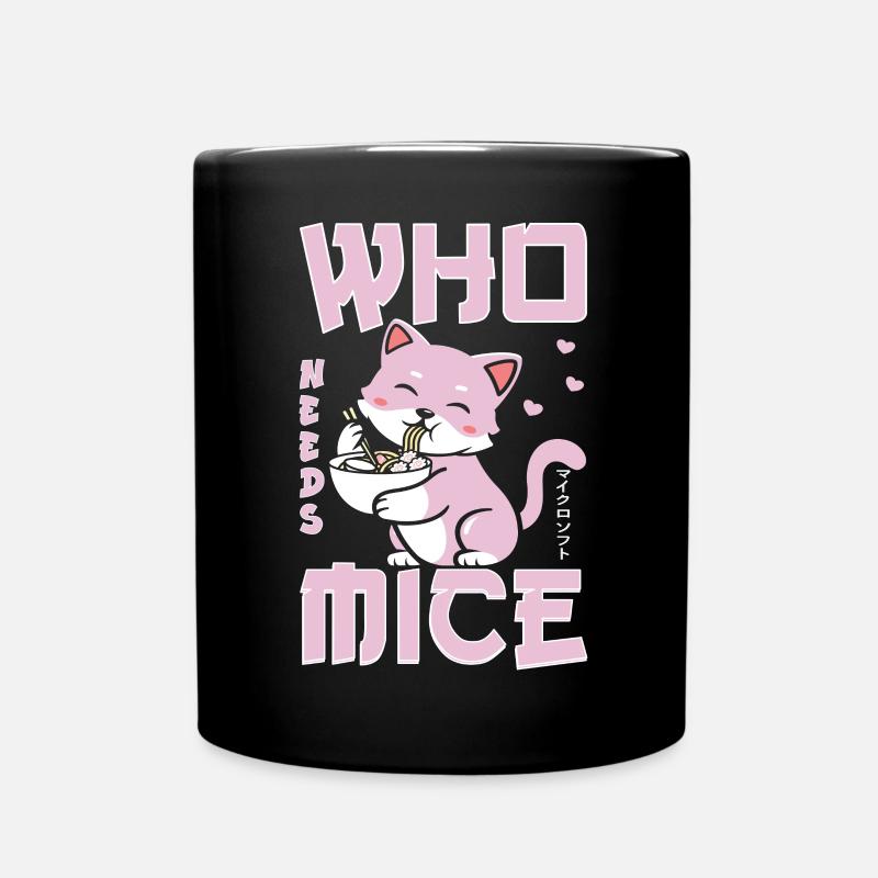 chat mangeant des ramen qui a besoin de souris - Mug uni - noir