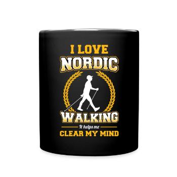 J’adore la marche nordique, cela m’aide à avoir l’ clair, à marcher - Mug uni - noir - Devant