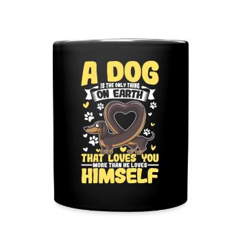 Dackel Liebe Dackel Spruch Hundespruch - Tasse einfarbig - Schwarz - Vorne